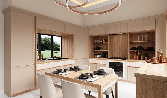 Бежевая кухня в Твери