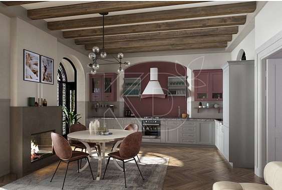 Белая классическая кухня в интерьере